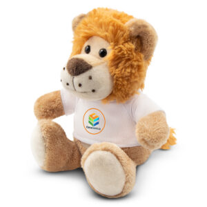 Plüsch-Löwe mit T-Shirt als Kundenpräsent