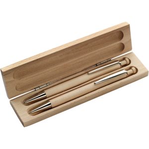 Schreibset aus Holz mit Kugelschreiber und Druckbleistift für Ihr Marketing